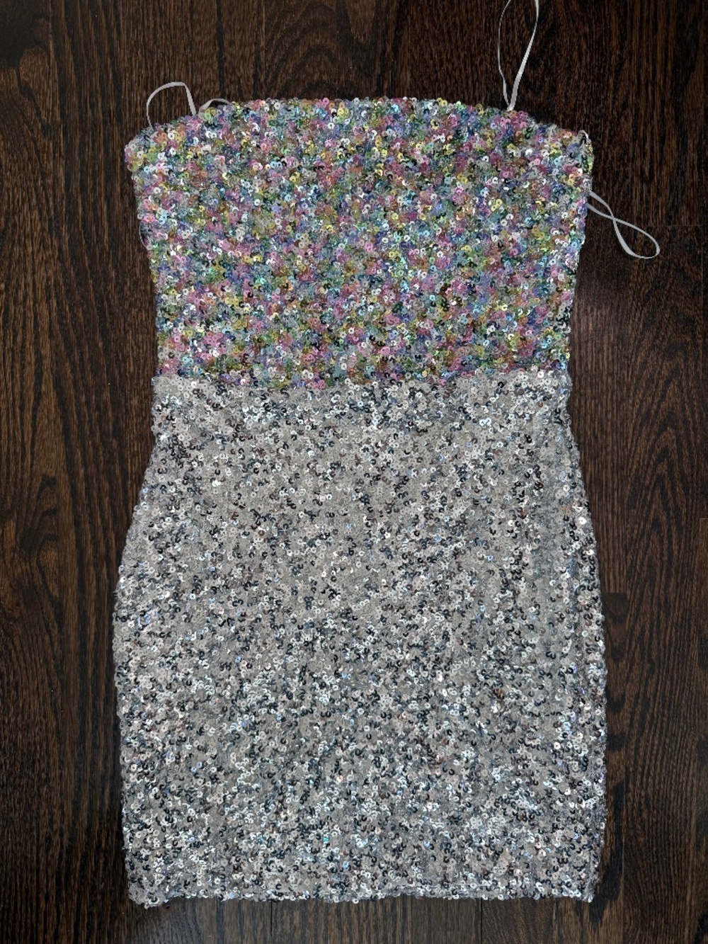 NWT idem ditto Sparkling Two Tone Color Block Sequin Stretchy Mini Dress